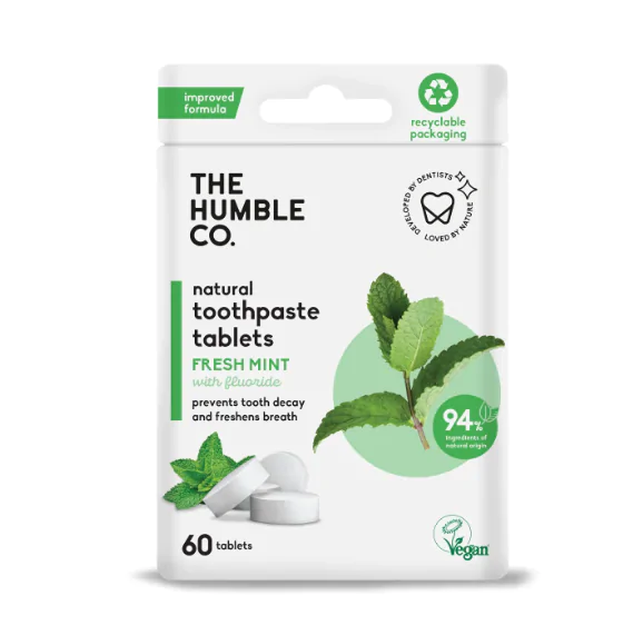 Пресована зубна паста Humble в таблетках, з фтором - 9554, Гігієна ротової порожнини, Для комплексного догляду, Для свіжого подиху, Дорослі зубні пасти, З фтором, Засоби догляду за ротовою порожниною, Зубні пасти, фото, купити