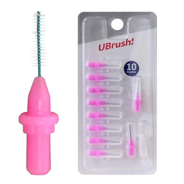 Браш UBrush! інтердентальний 0,7мм, рожевий - 8736, Електричні насадки, Засоби догляду за ротовою порожниною, Зубні інтердентальні браші, Зубні щітки та насадки, Міжзубний догляд, фото, купити