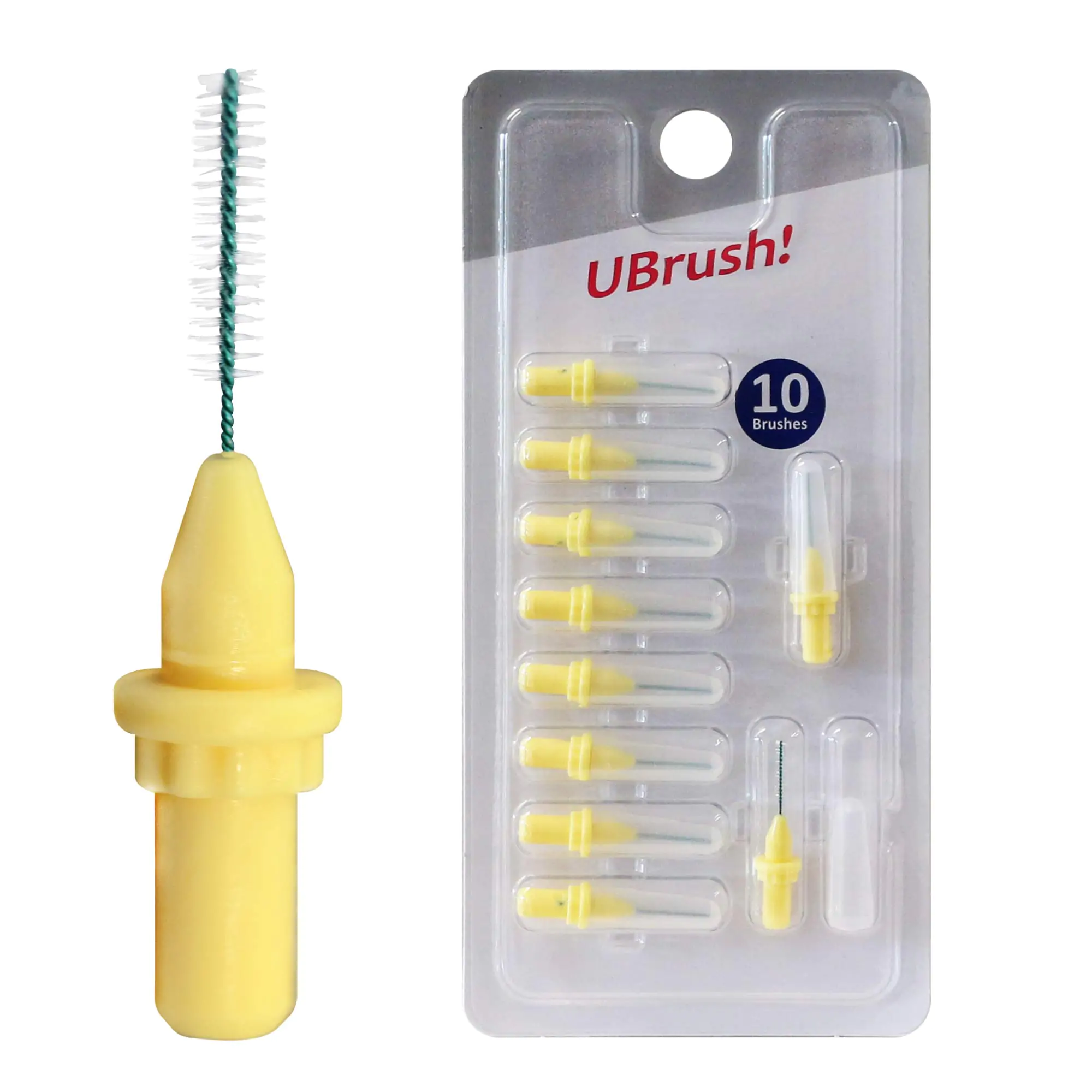 Браш UBrush! інтердентальний 0,6мм, жовтий - 8734, Електричні насадки, Засоби догляду за ротовою порожниною, Зубні інтердентальні браші, Зубні щітки та насадки, Міжзубний догляд, фото, купити