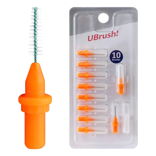 Браш UBrush! інтердентальний 0,8мм, помаранчевий - 8740, Електричні насадки, Засоби догляду за ротовою порожниною, Зубні інтердентальні браші, Зубні щітки та насадки, Міжзубний догляд, фото, купити